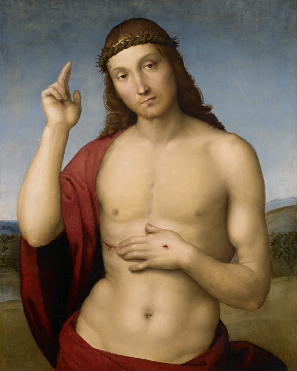 Raffaello, Cristo Redentore benedicente (1505 circa), olio su tavola. Brescia, Pinacoteca Tosio Martinengo